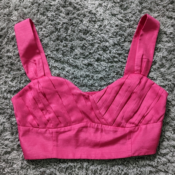 Aritzia Wilfred Rhapsody Blouse Crop Top Size 8 in Electron Fuchsia - Picture 2 of 11